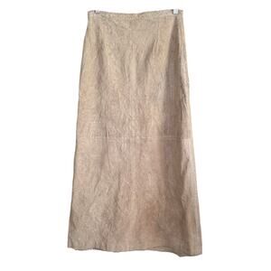 90s Vintage Brandon Thomas Tan Suede Maxi Skirt | Size 8 Minimalist Grunge